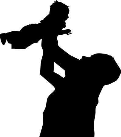 Vector silhouette of Family on white backgroundのイラスト素材