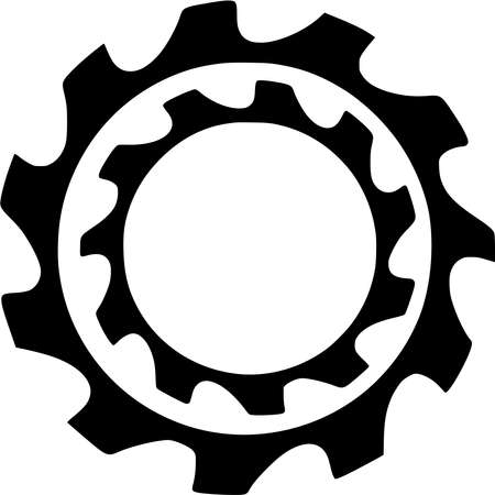 Vector silhouette of Gear on white backgroundのイラスト素材