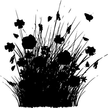 Vector silhouette of Grass on white backgroundのイラスト素材