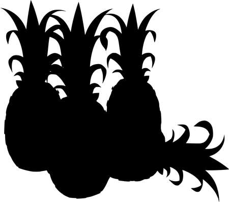 Vector silhouette of Pineapple on white backgroundのイラスト素材