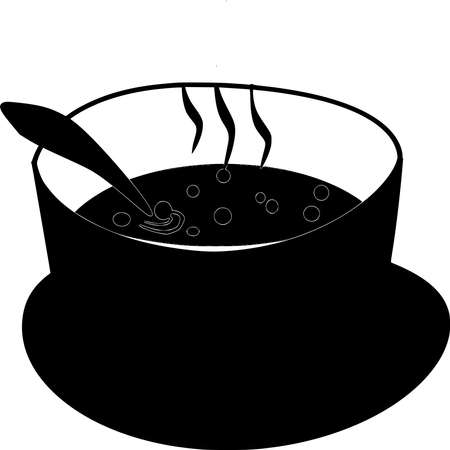 Vector silhouette of Hot Soup on white backgroundのイラスト素材
