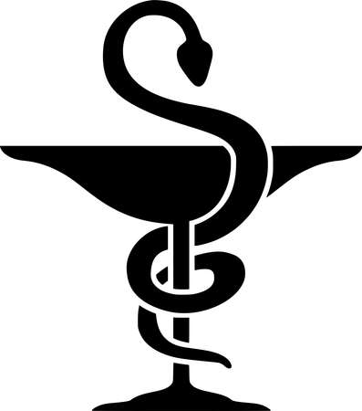 Vector silhouette of Caduceus on white backgroundのイラスト素材