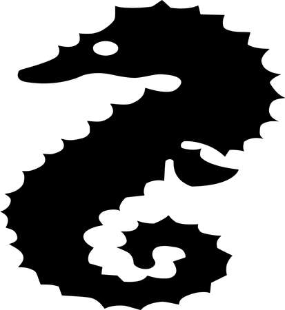 Vector silhouette of Seahorse on white backgroundのイラスト素材