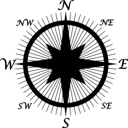 Vector silhouette of Compass on white backgroundのイラスト素材