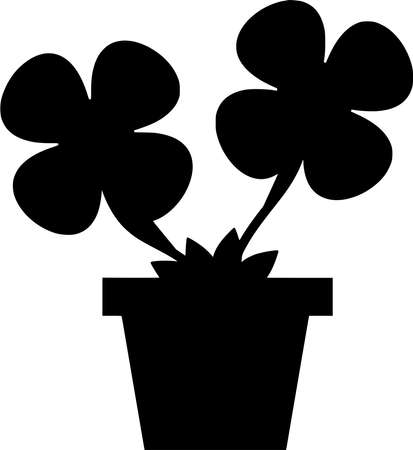 Vector silhouette of Potted Plans on white backgroundのイラスト素材