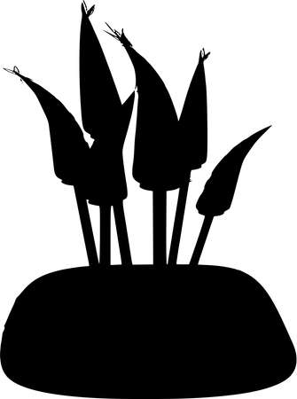 Vector silhouette of Potted Plans on white backgroundのイラスト素材
