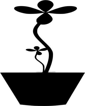 Vector silhouette of Potted Plans on white backgroundのイラスト素材