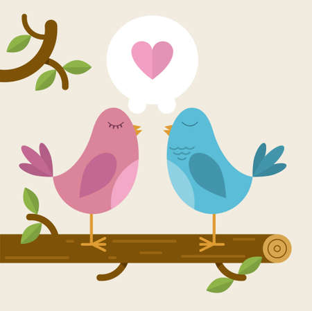 Love Birds on a branchのイラスト素材