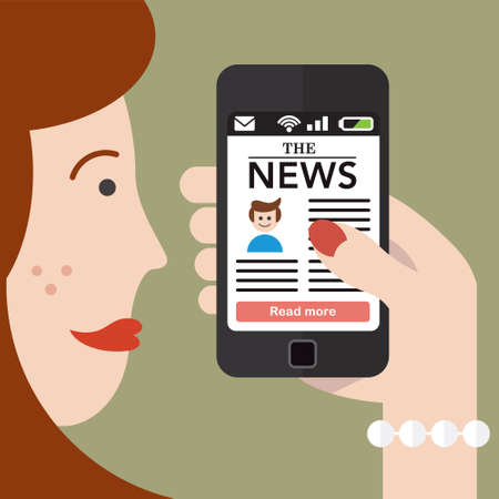 Woman checking the news on a Smartphoneのイラスト素材