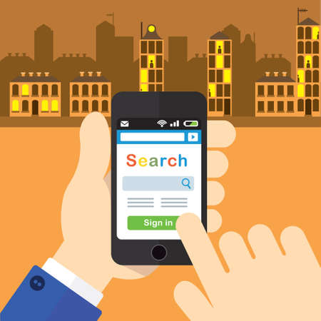 Using a Smartphone in the cityのイラスト素材