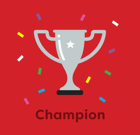 Winning a trophy, champion winner celebration awardのイラスト素材