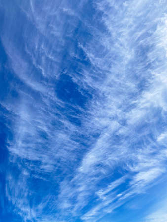 Delicate cirrus clouds in the blue sky in sunny dayの写真素材
