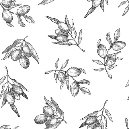 Seamless pattern with olive branches. It can be used for wallpaper, textile, package, wrapping paper, background etcのイラスト素材