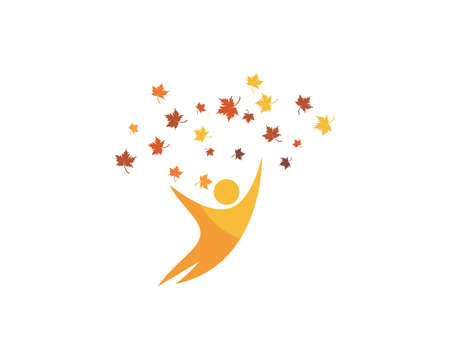 People with autumn leaf   vector templateのイラスト素材