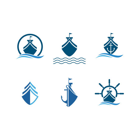 Ship Logo Template vector icon designのイラスト素材