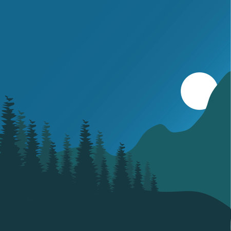 Forest lanscape ilustration vector template