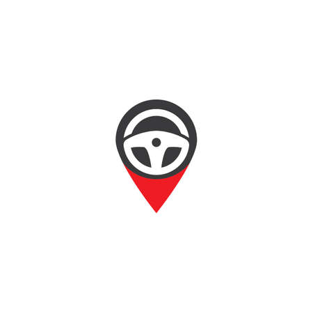Steering wheel logo vector flat designのイラスト素材
