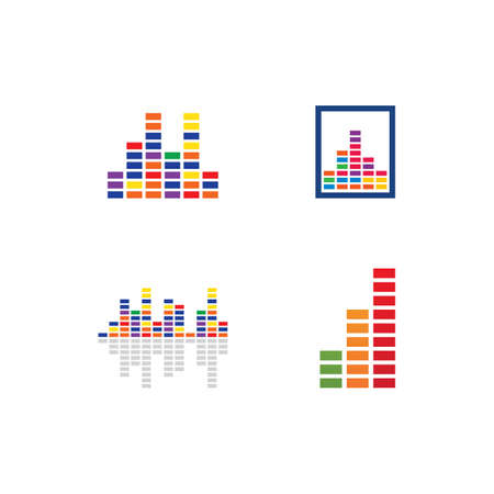 sound wave music logo vector templateのイラスト素材