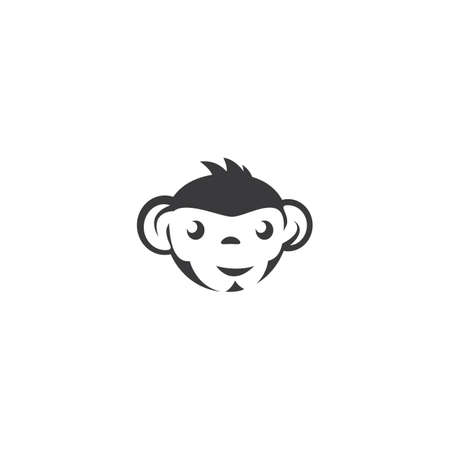 Monkey head logo ilustration vector flat designのイラスト素材