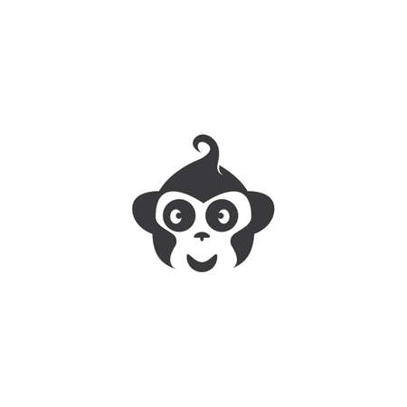 Monkey head logo ilustration vector flat designのイラスト素材