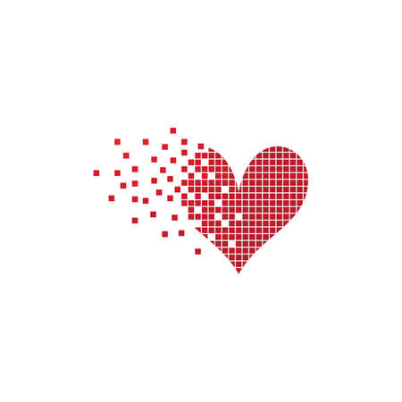 Pixel Love Logo Vector icon illustration design Templateのイラスト素材