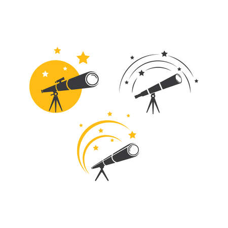 Telescope logo icon vector flat design templateのイラスト素材