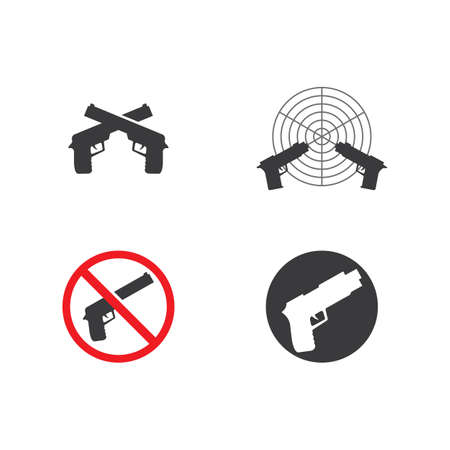 Pistol, gun, handgun, icon vector flat designのイラスト素材