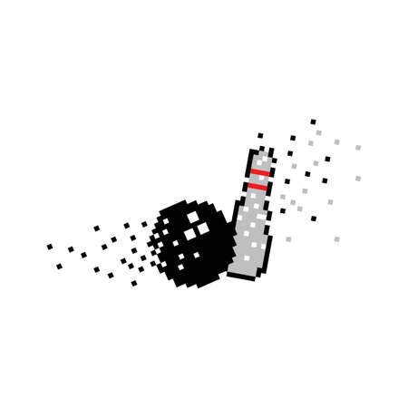 Pixel art Bowling logo and symbol on white backgroundのイラスト素材