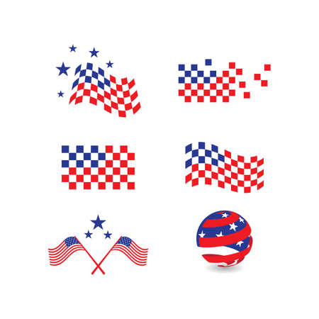American flag illustration vector design templateのイラスト素材