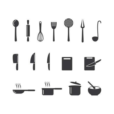 Kitchen icon cooking tools vector flat designのイラスト素材