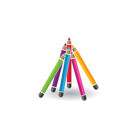 Pencil colour in white background illustration vectorのイラスト素材