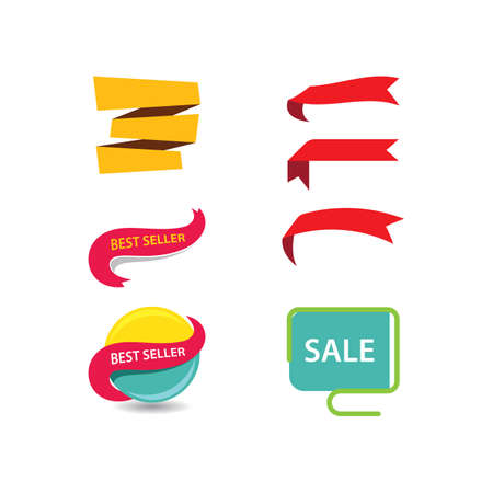 Ribbon banner flat design vector templateのイラスト素材
