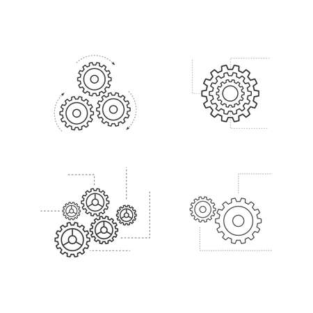 Gear with infographic line illustration vector designのイラスト素材