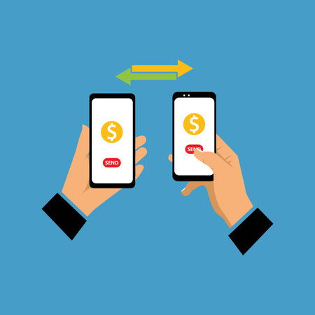 Hand holding smartphone business technology illustration vector design