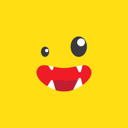 Monster smile mouth on yellow backgroundのイラスト素材
