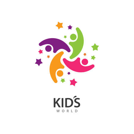 kids play and community   concept vector templateのイラスト素材