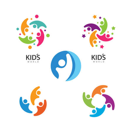 kids play and community logo concept vector templateのイラスト素材