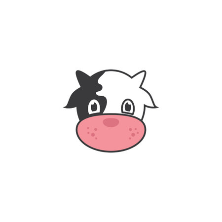 Cow head cartoon style illustrationのイラスト素材
