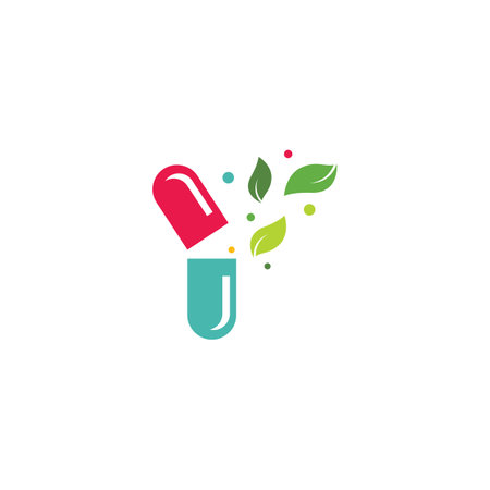 Herbal capsule   vector flat designのイラスト素材