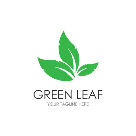 Green leaf illustration nature logo designのイラスト素材
