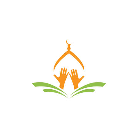 Islamic hand pray and mosqueのイラスト素材