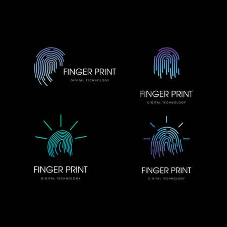Fingerprint technology logo vector templateのイラスト素材
