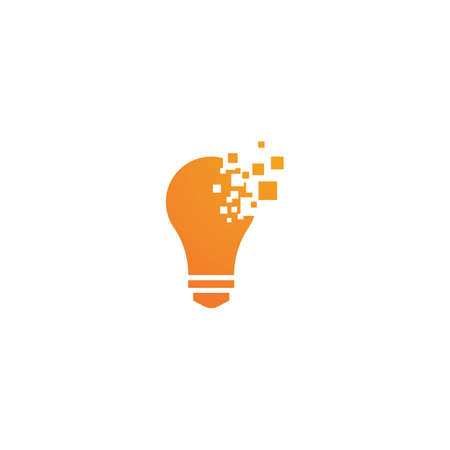 Pixel art Bulb technology ilustration logo vector designのイラスト素材