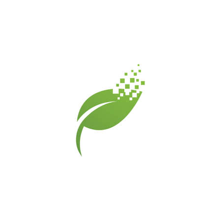 Pixel leaf illustration  logo designのイラスト素材