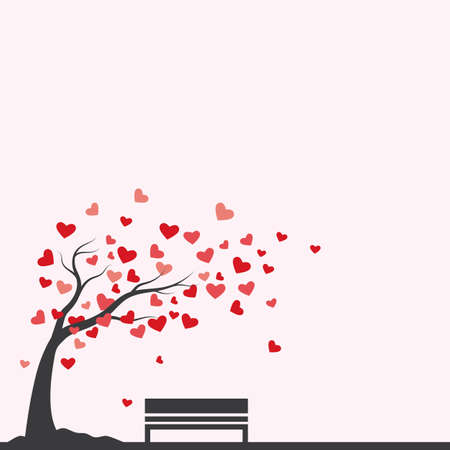 Tree with heart leaves vector illustration designのイラスト素材
