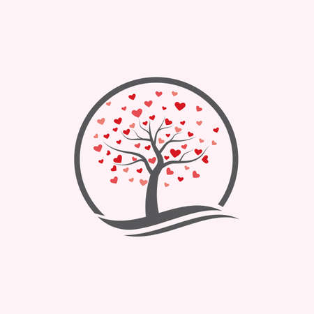 Tree with heart leaves vector illustration designのイラスト素材