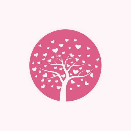 Tree with heart leaves vector illustration designのイラスト素材