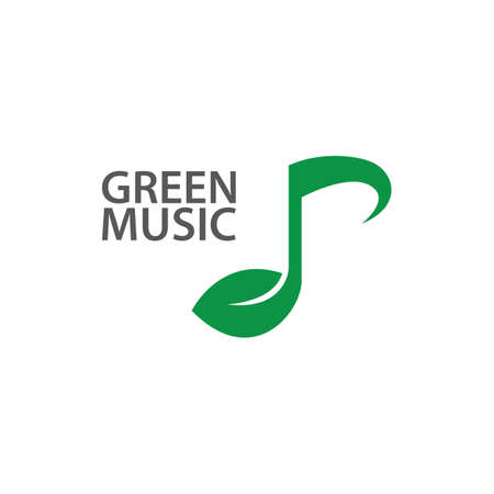 Leaf & Music logo illustration vector designのイラスト素材