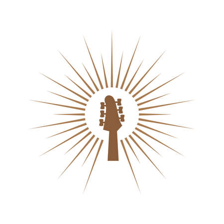 Guitar logo flat design vector templateのイラスト素材