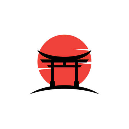 Torii gate illustration logo vector designのイラスト素材